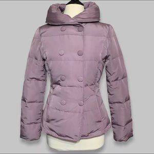 Sisley Girls Down Feather Coat NWOT Size 13/14 Lilac Lavender Oversized Hood
